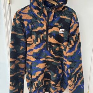 The North Face Men's Zip Up Sweater - Blue, Black, and Brown